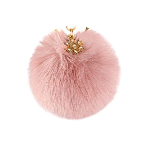 Light pink store pom pom keychain